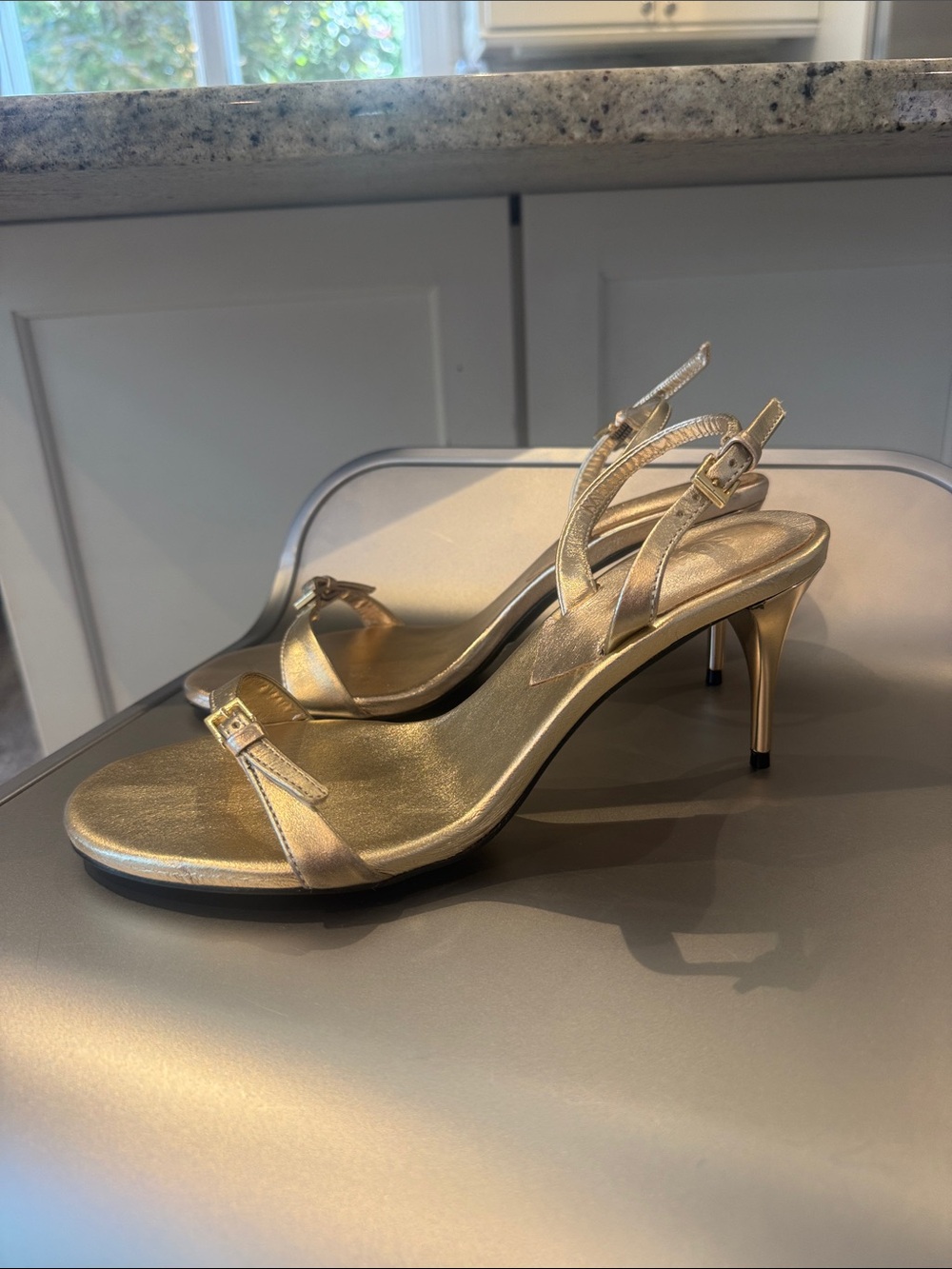 SCHUTZ Metallic Gold Slingback Heels
